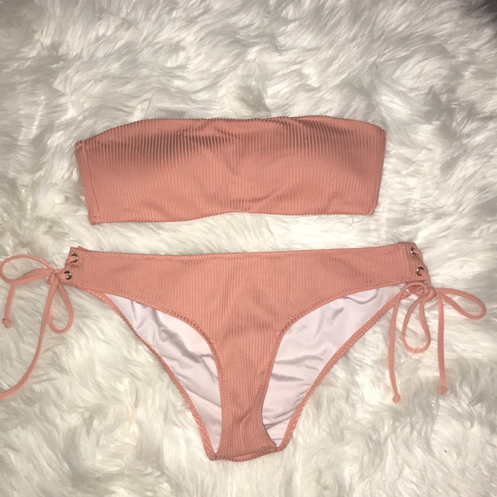 VS PINK Ribbed coral swim suit